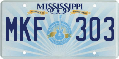 MS license plate MKF303