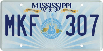 MS license plate MKF307