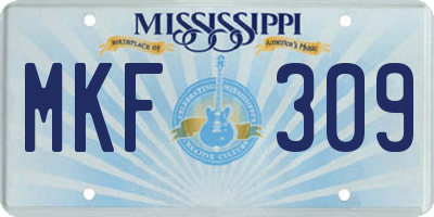 MS license plate MKF309
