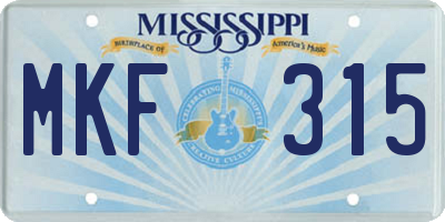MS license plate MKF315
