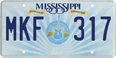MS license plate MKF317