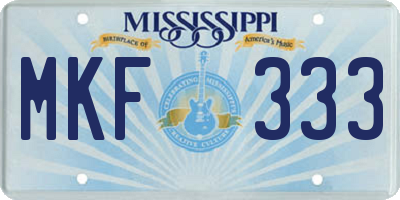 MS license plate MKF333