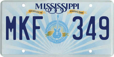 MS license plate MKF349