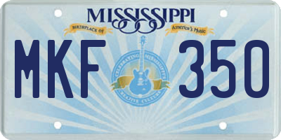 MS license plate MKF350