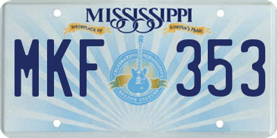 MS license plate MKF353
