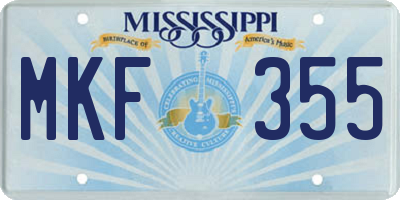 MS license plate MKF355