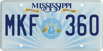 MS license plate MKF360