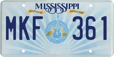 MS license plate MKF361