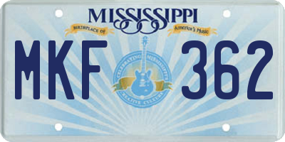MS license plate MKF362