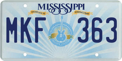 MS license plate MKF363