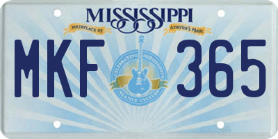 MS license plate MKF365