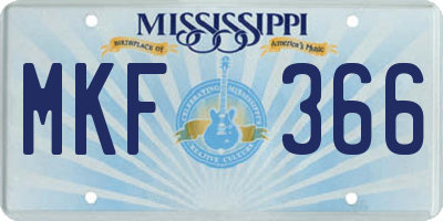 MS license plate MKF366