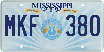 MS license plate MKF380