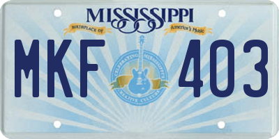 MS license plate MKF403