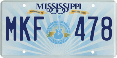 MS license plate MKF478