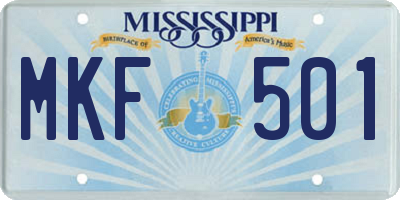 MS license plate MKF501