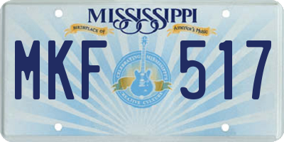 MS license plate MKF517