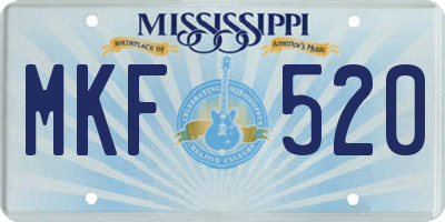 MS license plate MKF520