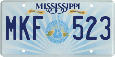 MS license plate MKF523