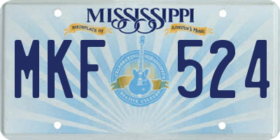 MS license plate MKF524