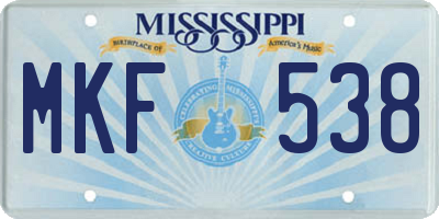 MS license plate MKF538