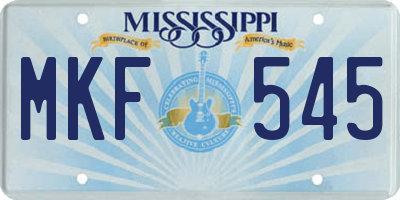 MS license plate MKF545