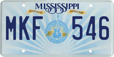 MS license plate MKF546