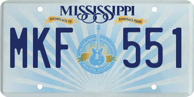 MS license plate MKF551