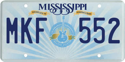 MS license plate MKF552