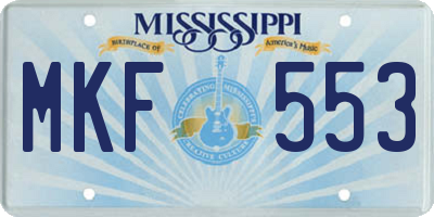 MS license plate MKF553