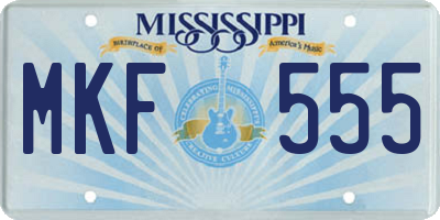 MS license plate MKF555