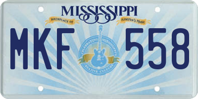 MS license plate MKF558