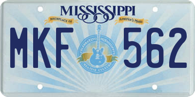 MS license plate MKF562