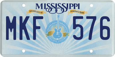 MS license plate MKF576