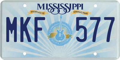 MS license plate MKF577