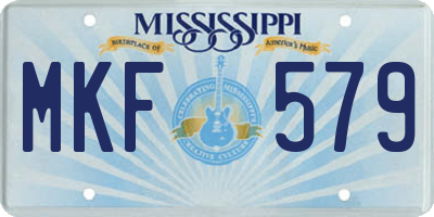 MS license plate MKF579