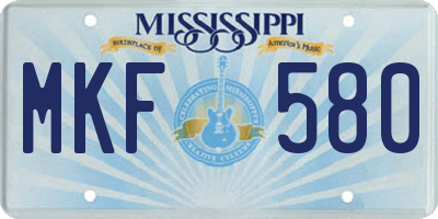 MS license plate MKF580