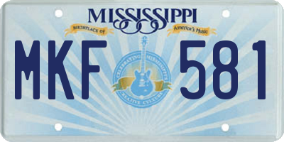 MS license plate MKF581