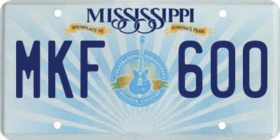 MS license plate MKF600