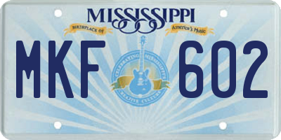 MS license plate MKF602