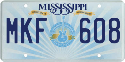 MS license plate MKF608