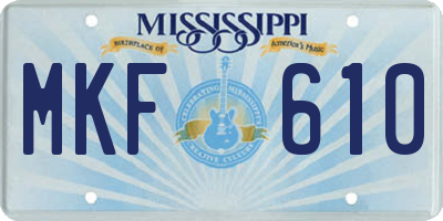 MS license plate MKF610