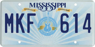 MS license plate MKF614