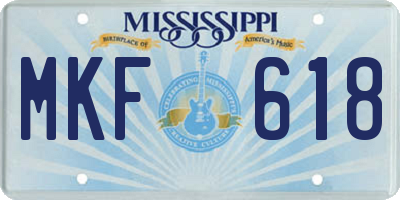 MS license plate MKF618