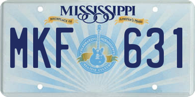MS license plate MKF631