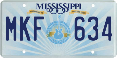 MS license plate MKF634