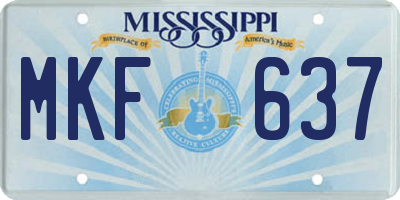 MS license plate MKF637