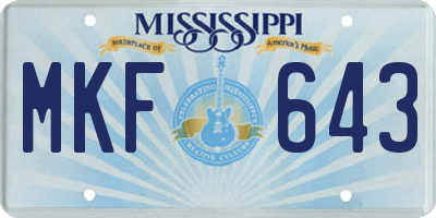 MS license plate MKF643
