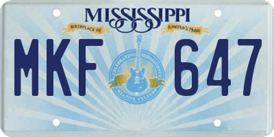 MS license plate MKF647