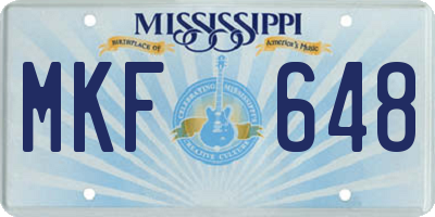MS license plate MKF648